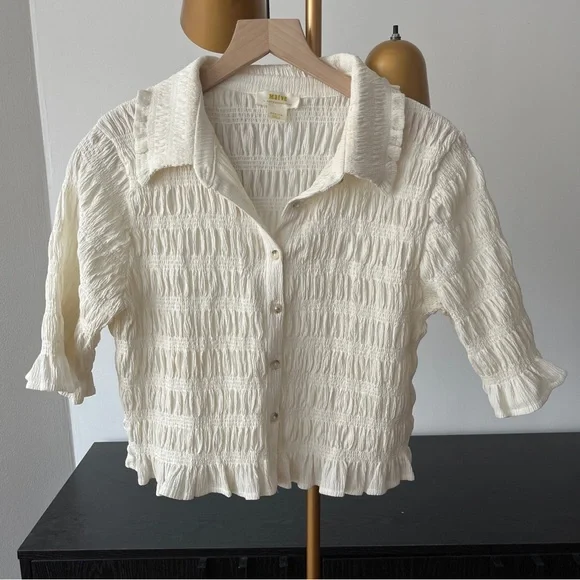 Maeve Smocked Button-Front Top - Picture 2 of 5